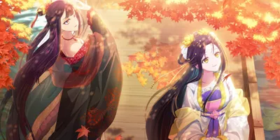 「ふつつかな悪女ではございますが」新ビジュアル、玲琳と朱慧月が紅葉を見上げる
