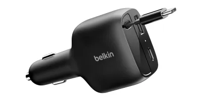 Belkin、USB-AとUSB-Cポートに加え、最大60W出力の巻取り式のUSB-Cケーブルを備え...