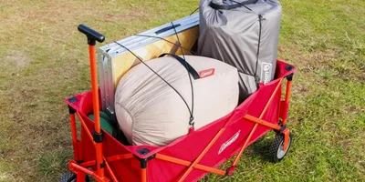 憧れの「ゴロゴロ」と公園へ。コールマンのキャリーカートに荷物を詰めて