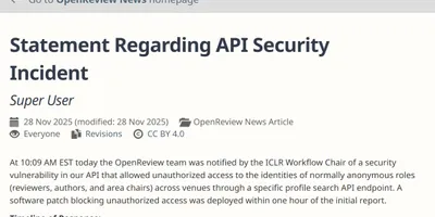 論文査読者の身元情報が漏洩。AI分野の学会などに影響 